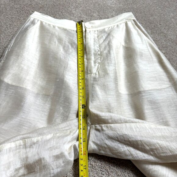 Mouggan Womens Ivory Hemp Blend Semi Lined Formal/Dress Wide Leg Pants Large NWT - Picture 10 of 15